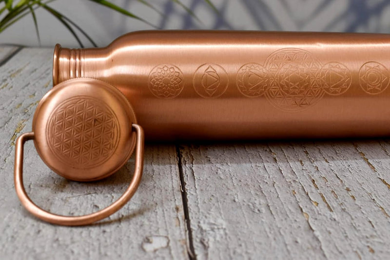 Pure Copper Water Bottles | Seamless Leakproof Copper Bottle | Perfect Ayurvedic Copper Bottle (Seven Chakra)